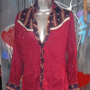 Women's Red Patterned Top